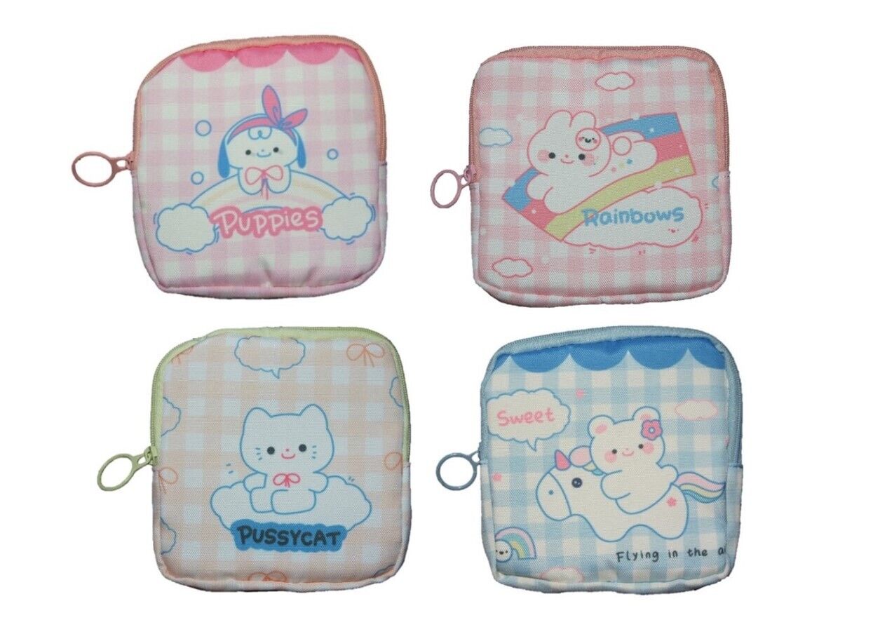 Sanitary Napkin Bag Toiletry Period Pad Bag Tampon Holder Mini Purse Button  Loop